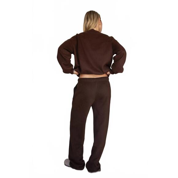 NEW TCTC so comfy cloud fleece wide leg sweatpants in dark brown - Picture 2 of 2